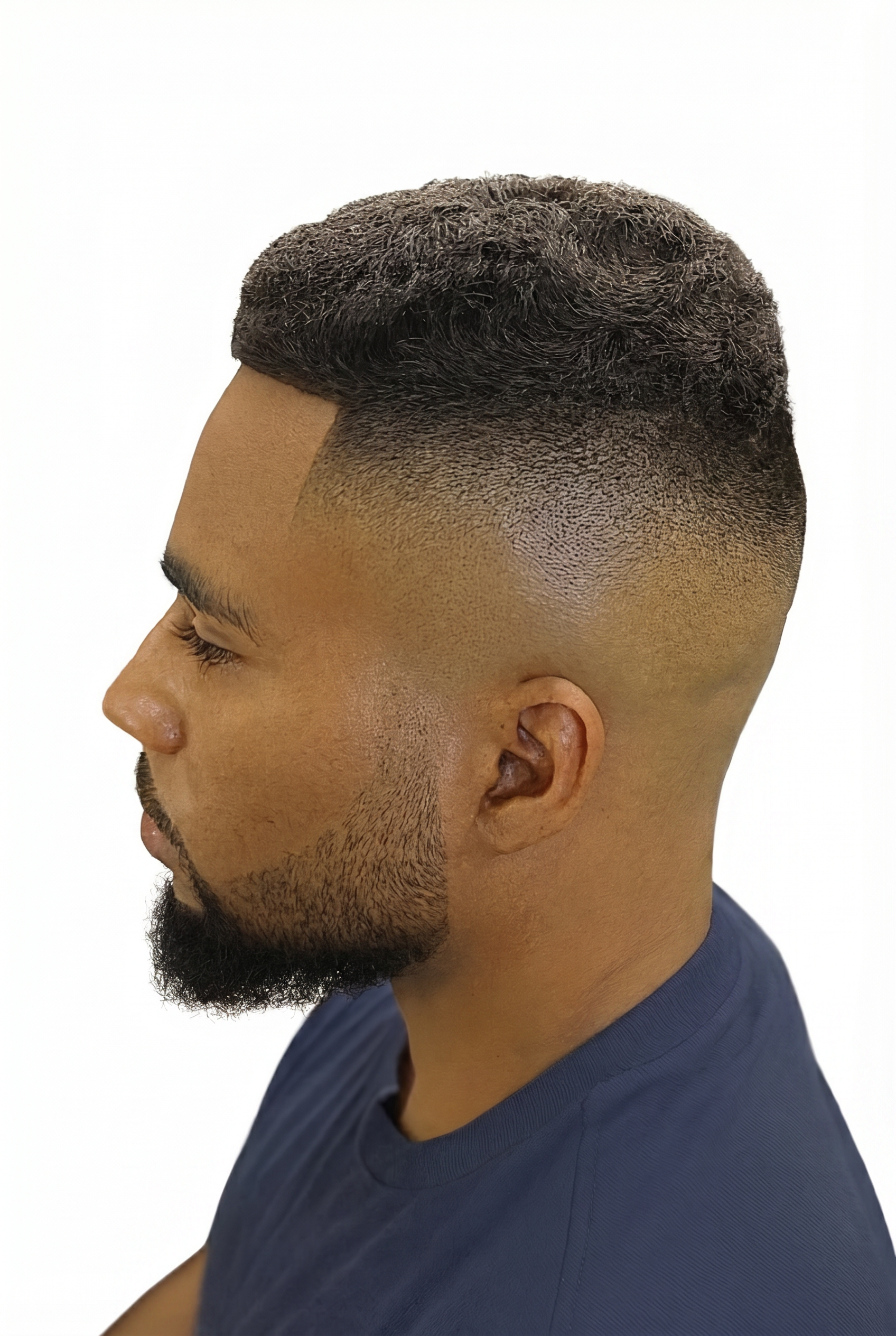 Textured fade with diagonal part and beard — Finest Vision