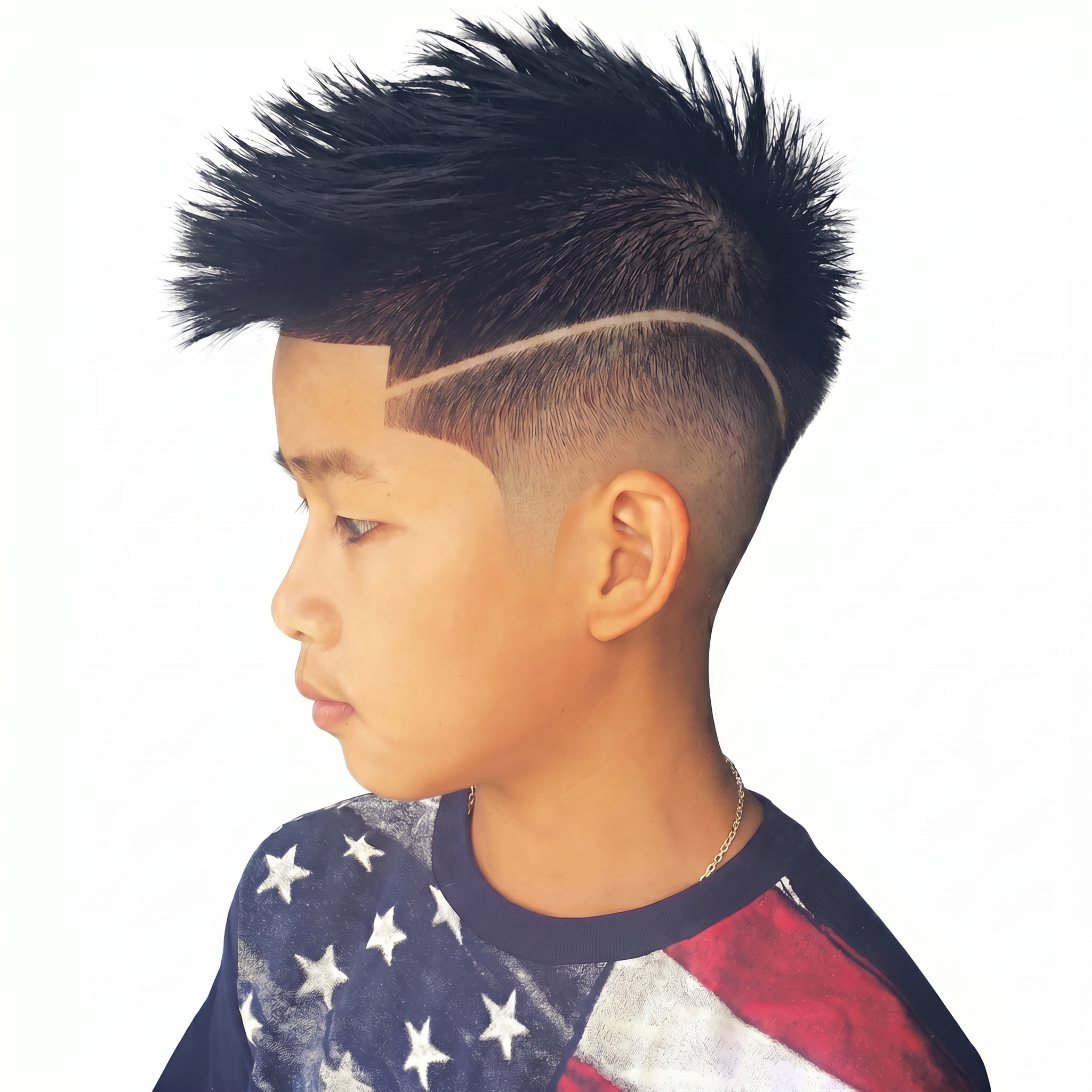 Youth mohawk fade with design line — Finest Vision